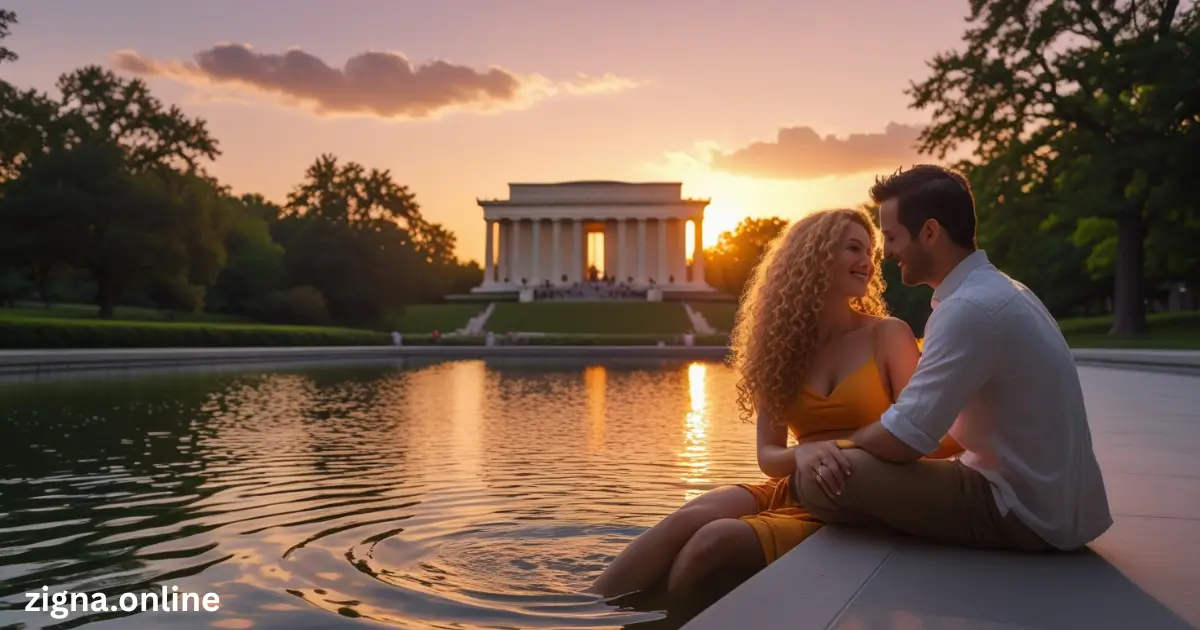 Sunset at the Lincoln Memorial Reflecting Pool